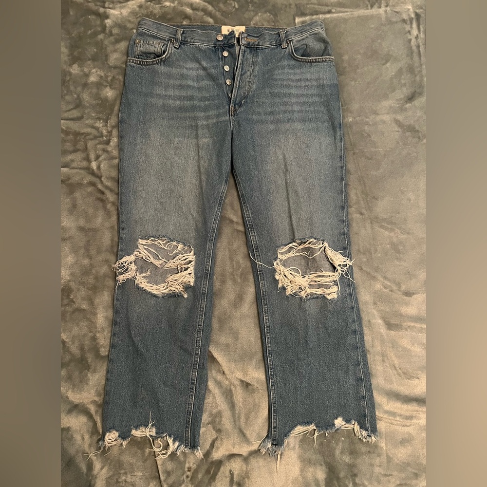 Distressed Blue Jeans